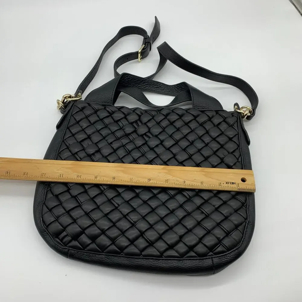 Vince Camuto Leather Handbags Puffy Weave Tote Miki Black Purse